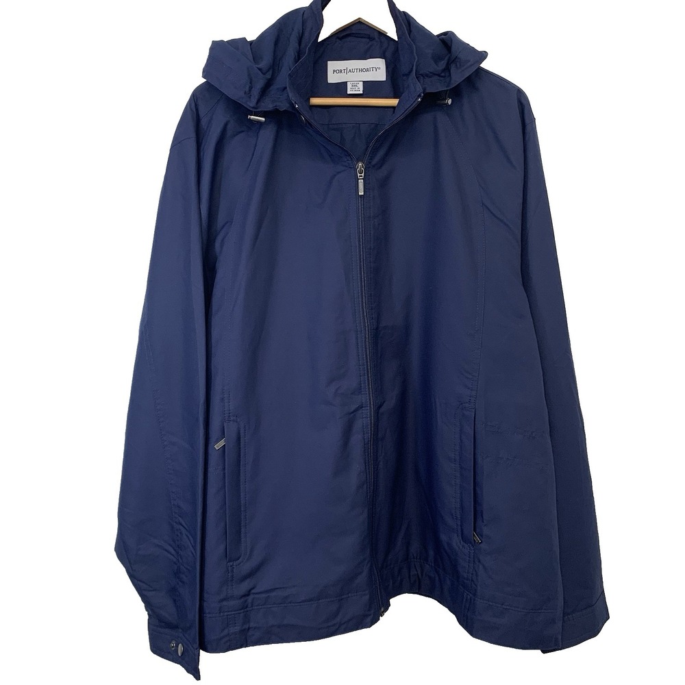 Port Authority Lightweight Full Zip Jacket Woman 3X Hood Navy Blue Pockets New